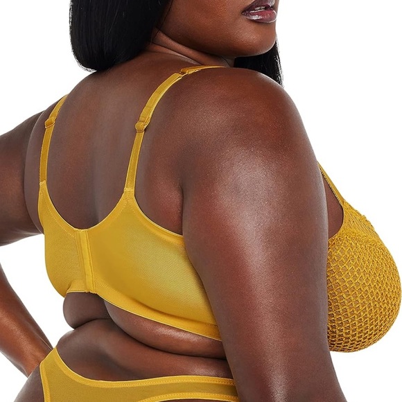 Savage X Fenty NWOT Velvet Vixen Balconette Bra HoneyComb Yellow Size 42DDD - Picture 3 of 13